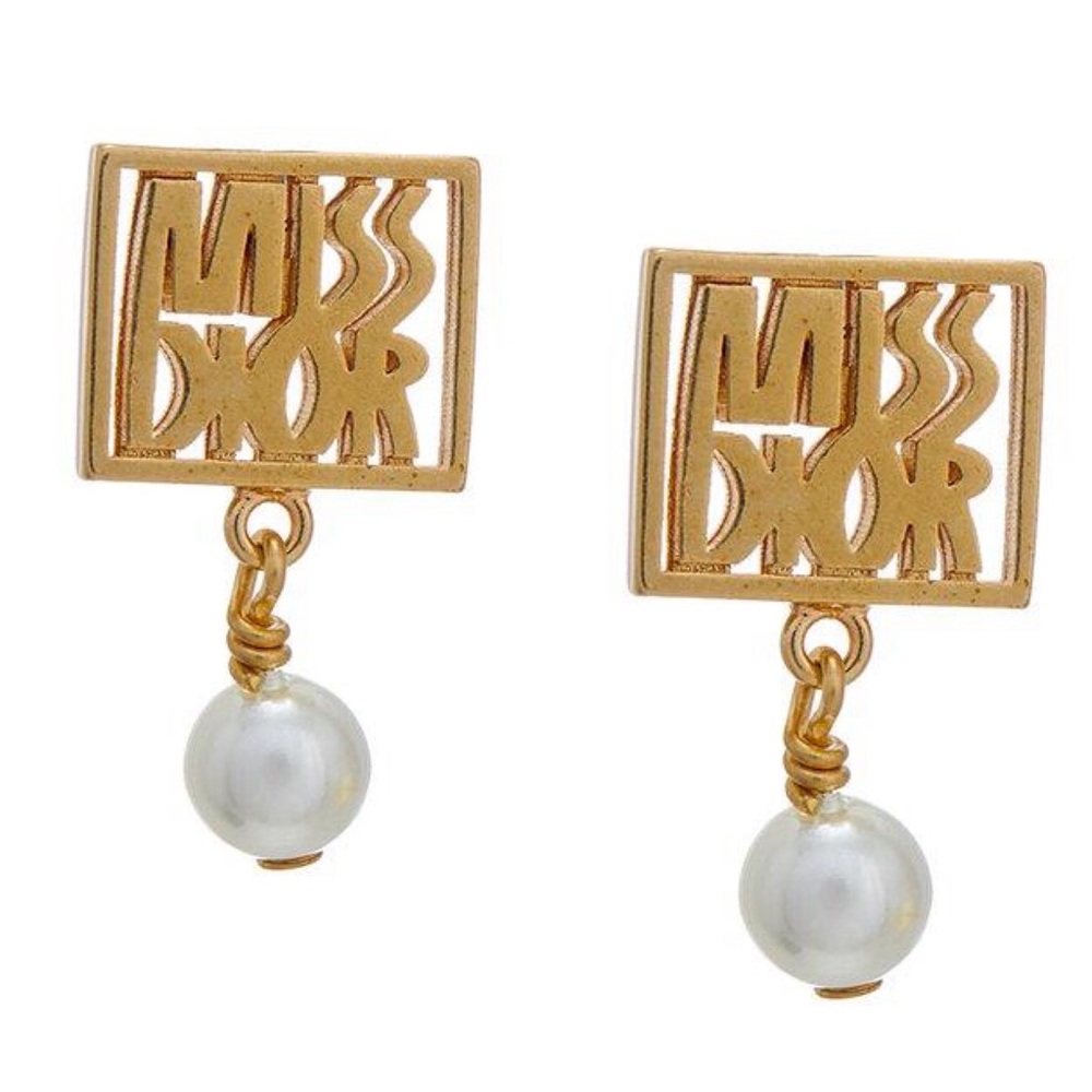 Dior Miss Dior White Resin Pearl Earrings